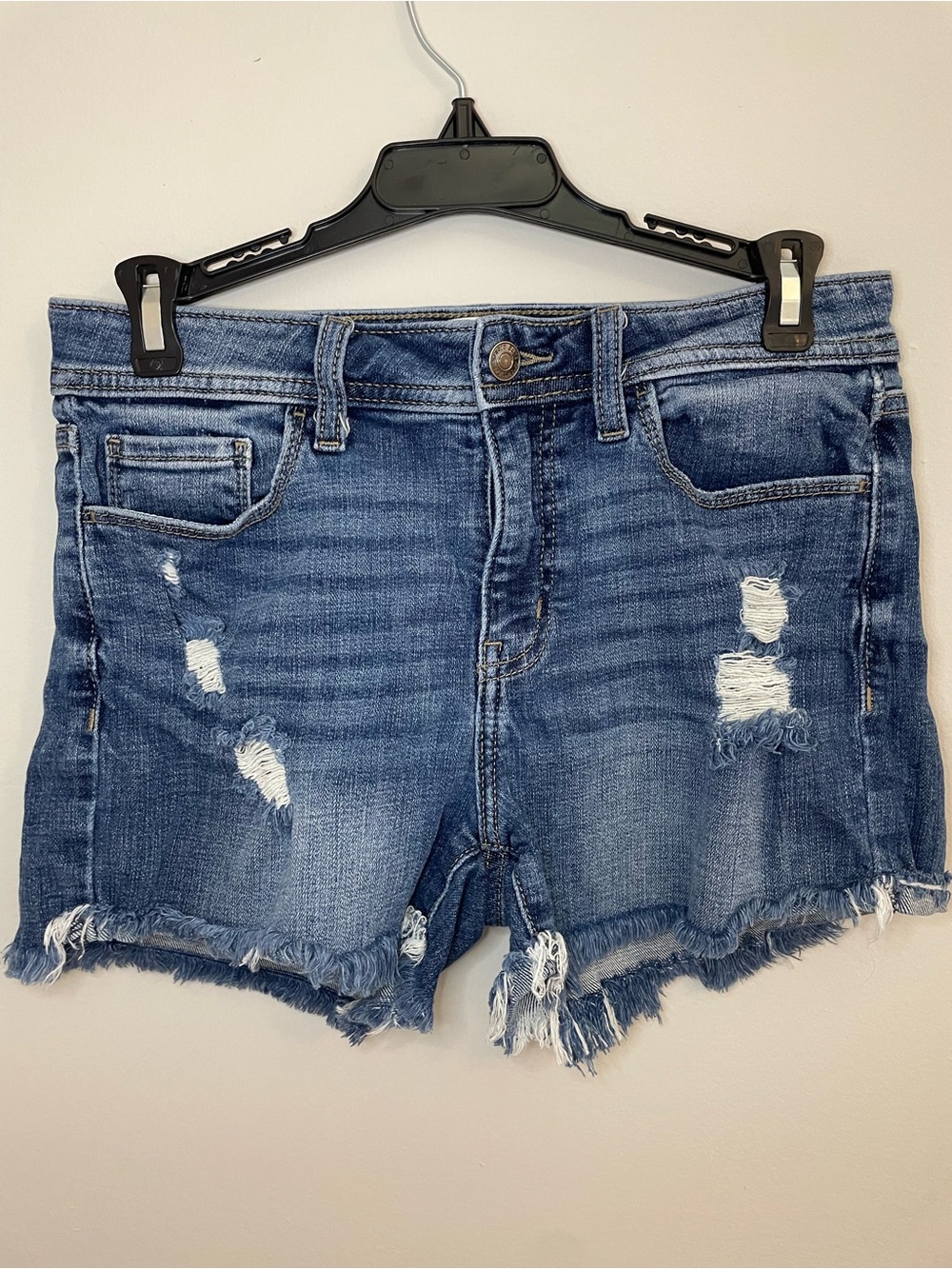 Women's Distressed Denim Jean Shorts - Blue
